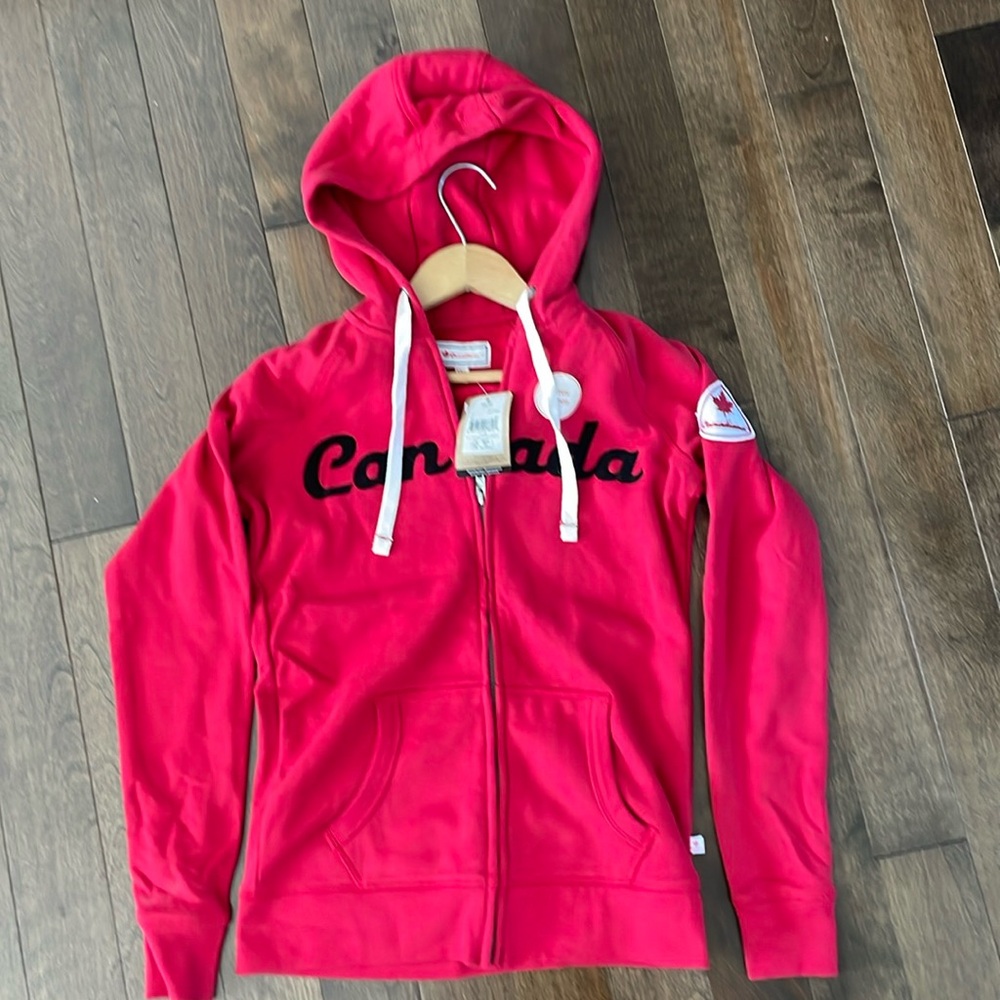 Canadiana Red “Canada” Zip Up Hoodie
